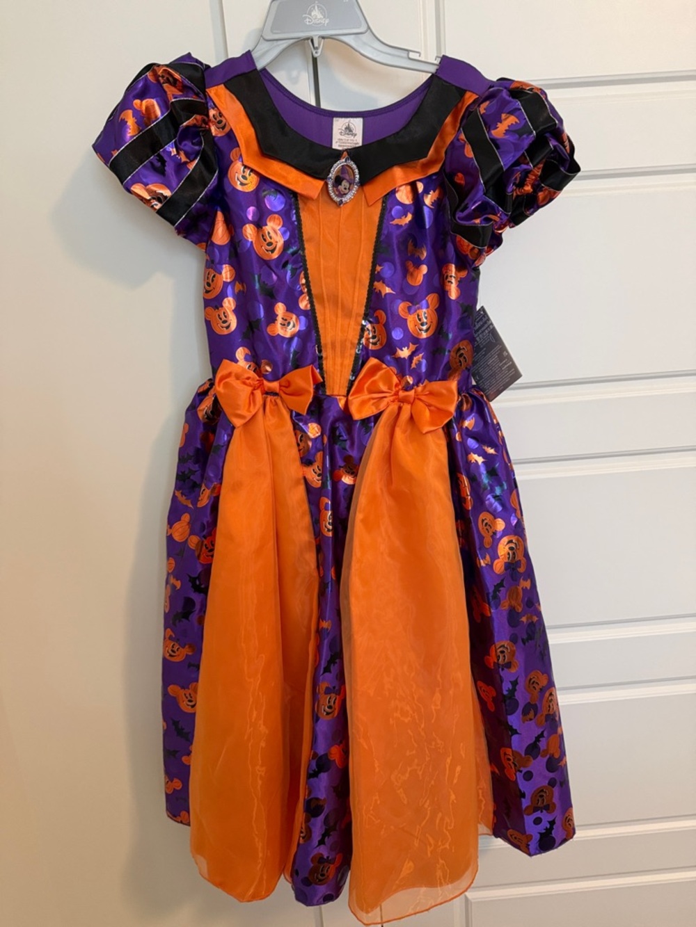 Disney Purple and Orange Girls' Halloween Dress with Pumpkin Print